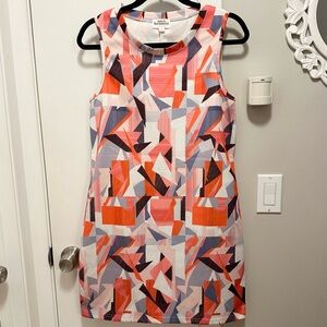 Miss Bennett London Sleeveless Tank Dress XL Geometric Colorblock Coral Blk Wht